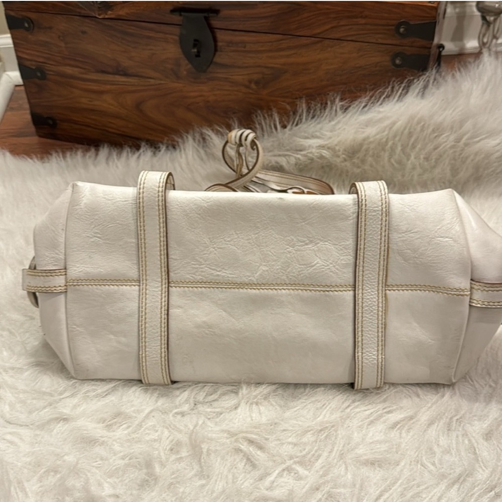 Large white Luella leather tote bag w horse apple heart bag charms circa 2000's - Picture 4 of 9